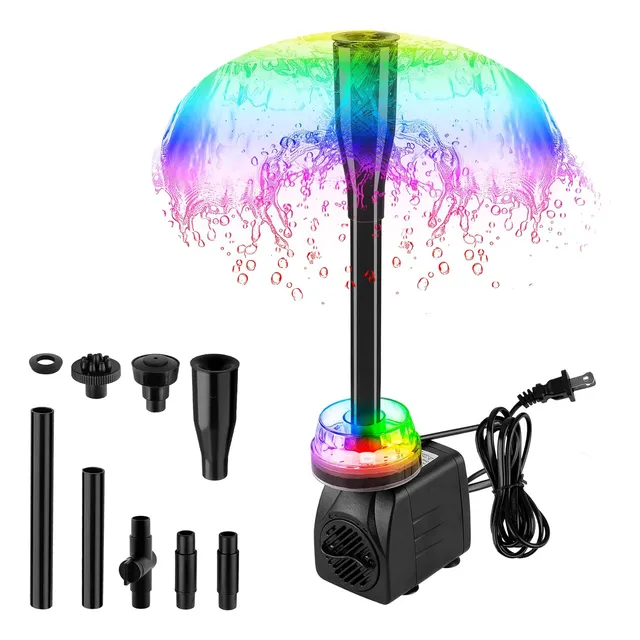 Bomba Sumergible Fuente Estanque 15w 800l/h Luces Led 110v