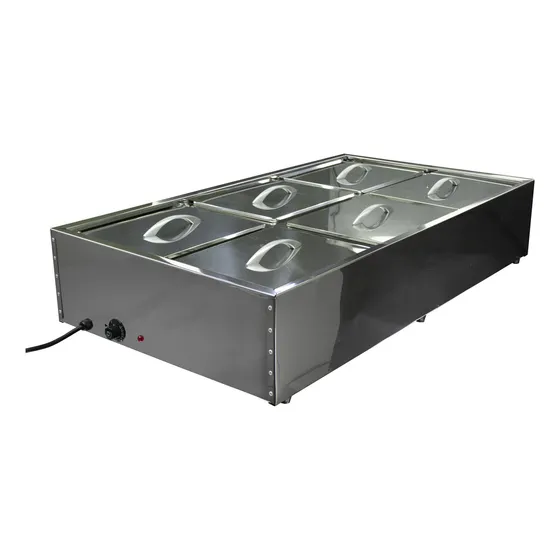 Balcão Rechaud Square Line Buffet Self Service Termico 6 Cubas Quentes Ekenox