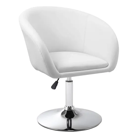 Silla Taburete Butaca En Cuero Lumax Modelo Stella - Blanco Acabado De La Estructura Cromado
