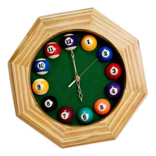 Reloj De Pared De Billar Con Adorno De Madera, Octogonal, Reloj De Pared De Billar Con Adorno De Madera, Octogonal,