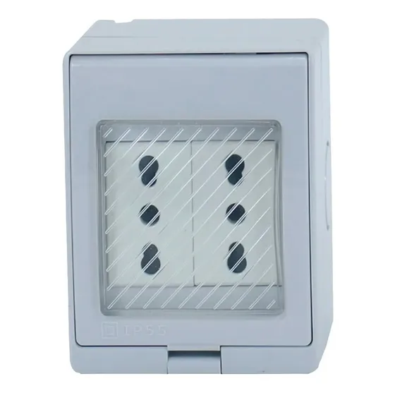 Tomacorriente Doble 10/16a Hydrobox Exterior Ip55 250v Sec 