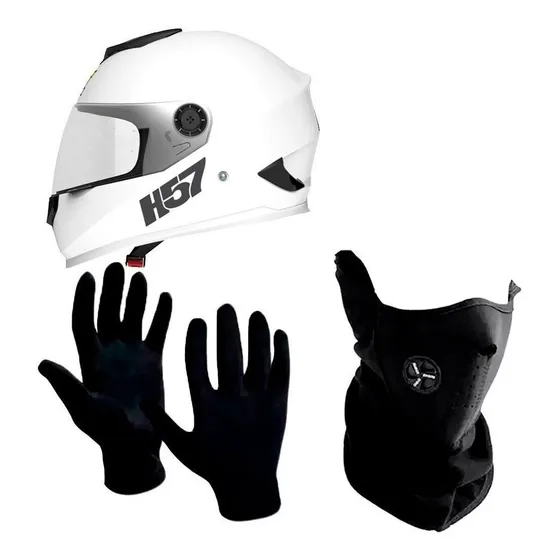 Casco Motos Integral Halcon H57 + Cuello + Guantes Fas Motos