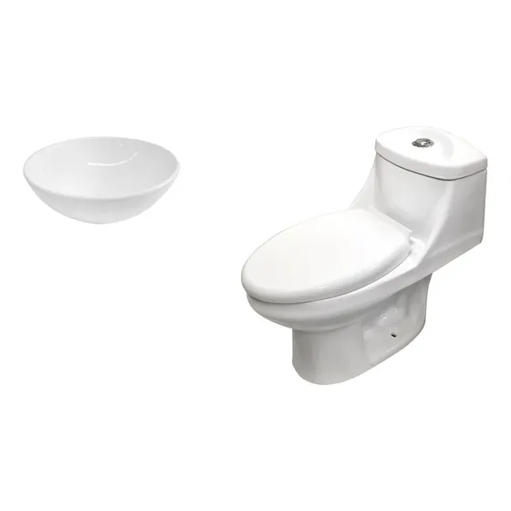 Kit Sanitario Inodoro One Piece Ecológico Blanco Y Ovalin
