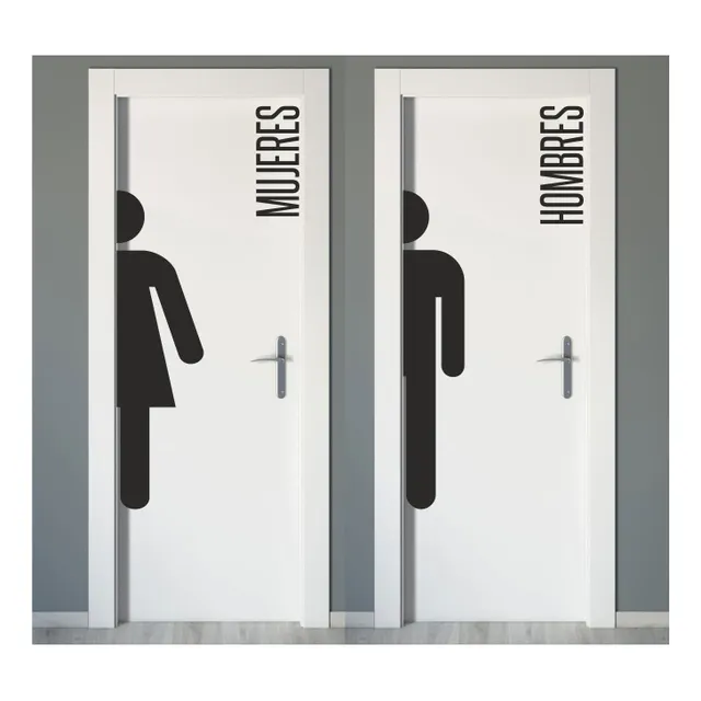 Vinilo Decorativo Puerta Baño Cartel Wc Texto Frase 