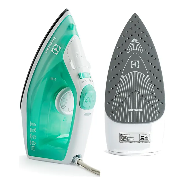 Ferro de Passar Vapor e Seco Electrolux Base Cerâmica Antiaderente Vapor Vertical Extra 1200W Cabo 1.65m Verde SIE70 127V