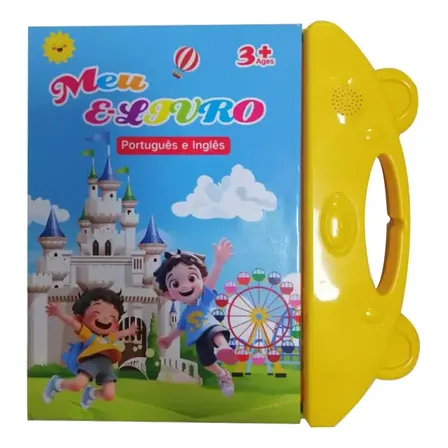 Livro Interativo Bilingue Pt/en Com Som E Toque Para Criança Amarelo