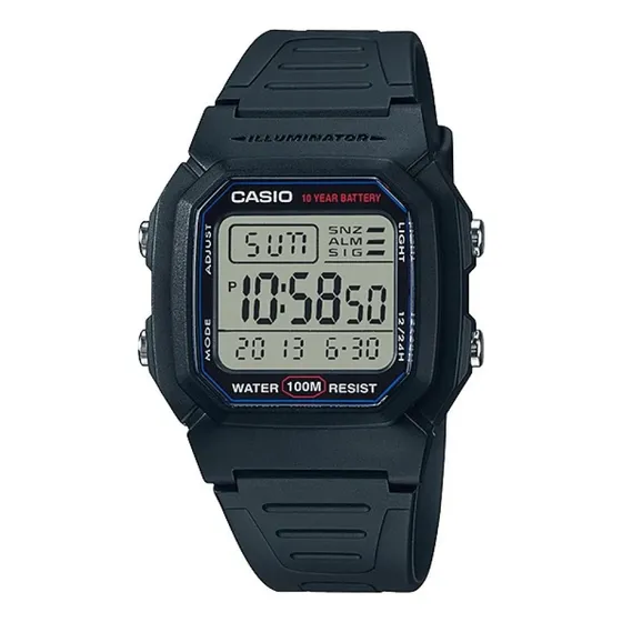 Reloj pulsera Casio Digital con correa de resina color negro - fondo blanco