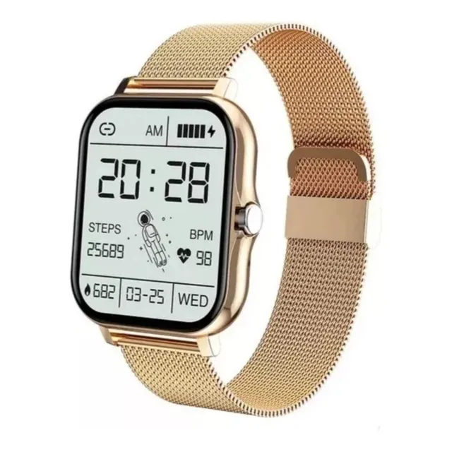 Reloj Inteligente Hombre Mujer Bluetooh Dorado