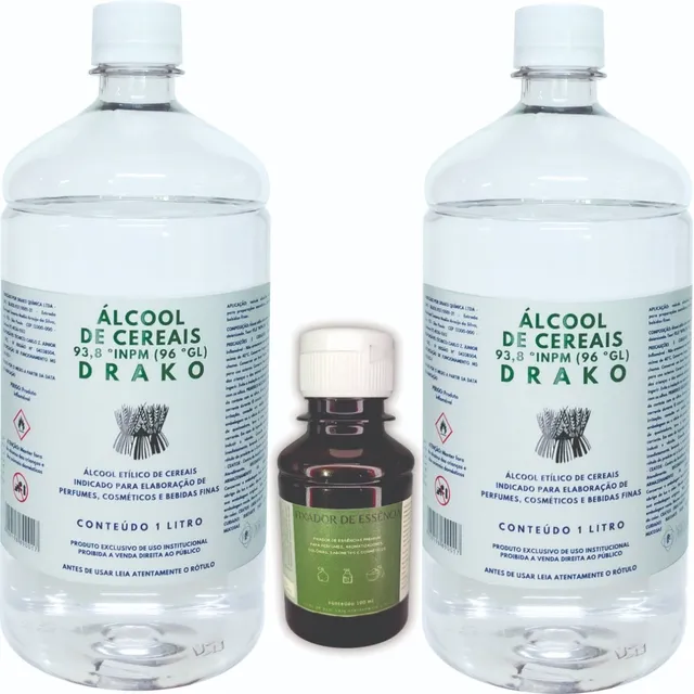 Álcool De Cereais Drako 96ºgl Puro 2 Lt E Fixador Galaxolide