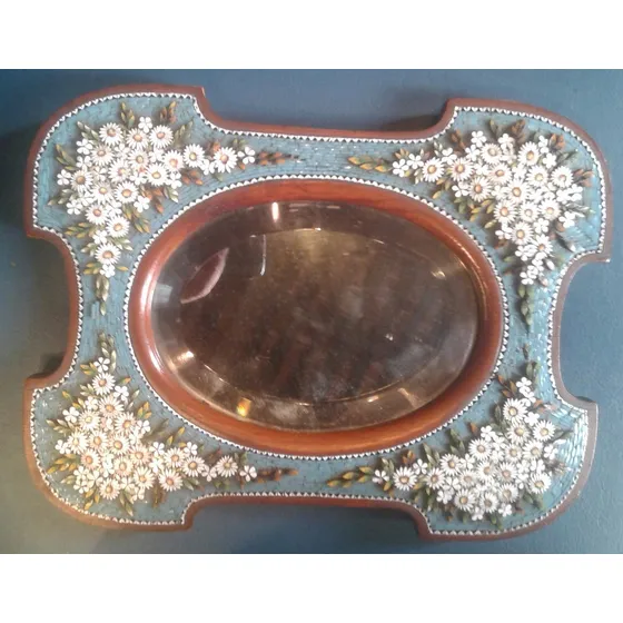 Antiguo Espejo Marco Micromosaico Veneciano Murano Italiano