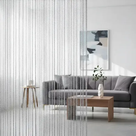 Cortina De Corda Porta Luxo Brilho Efeito Luz Prateada Prateado