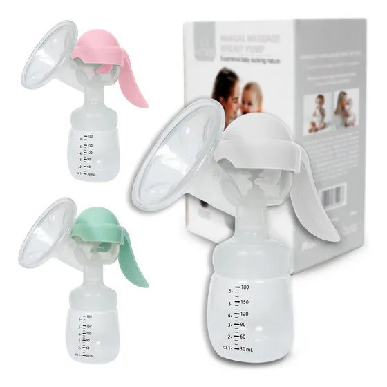 Extractor De Leche Manual KIDDOS Con Recipiente De Almacenamiento, Cómodo, Portatil, Sacaleche Y Alimentación Bebe Color Blanco