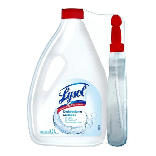 Lysol Desinfectante Spray Multiusos 3.8 L+ Atomizador 650 Ml