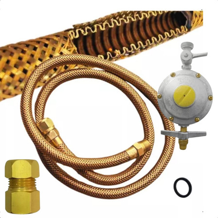 Kit Fogao Botijao Regulador 506/10 + Adap F + Flex 1,5m Kit Fogao Botijao Regulador 506/10 + Adap F + Flex 1,5m