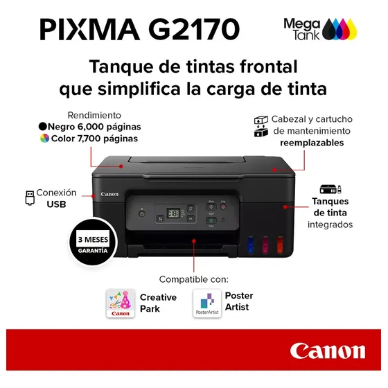 Multifuncional Canon Pixma G2170 Tinta Continua