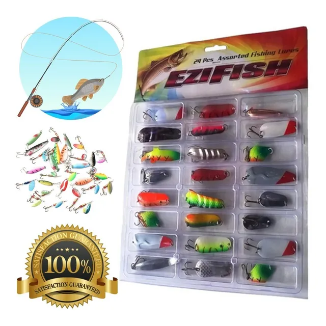 Juego 24 Cucharas Anzuelo 3 Gancho De Pesca En Mar O Lago K6