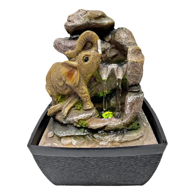 Fuente De Agua Chica Deco 4 Cascadas Torres Luz Led 19cm Zn