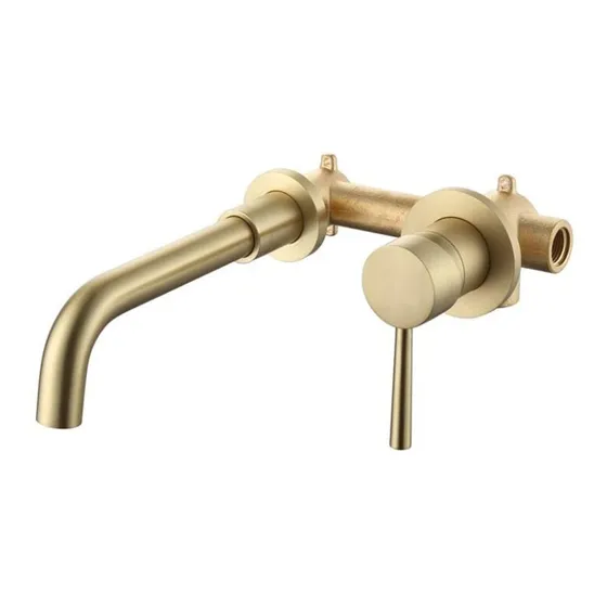 Grifo Lavabo Laton Macizo Montado Pared Frio Caliente Estilo