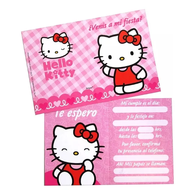 Pack 10 Invitaciones Cumple Hello Kitty Original Cotillón
