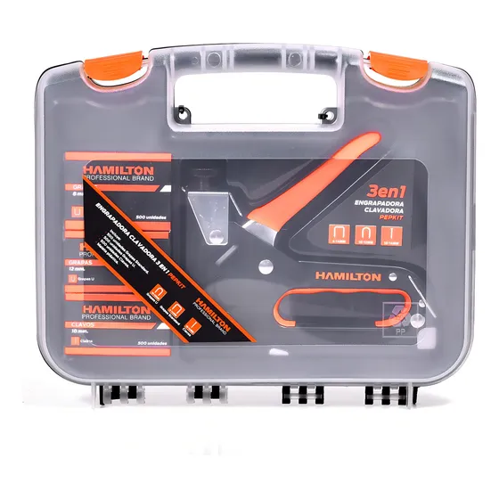 Engrapadora Clavadora Profesional Pepkit Mas Maletin Con 500 Grapas Estándar De 8mm 500 Grapas Tipo U De 12mm 500 Clavos De 10mm.