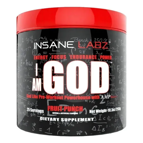 I Am God Pre Entreno Insane Labz 25 Servicios Sabor Fruit punch