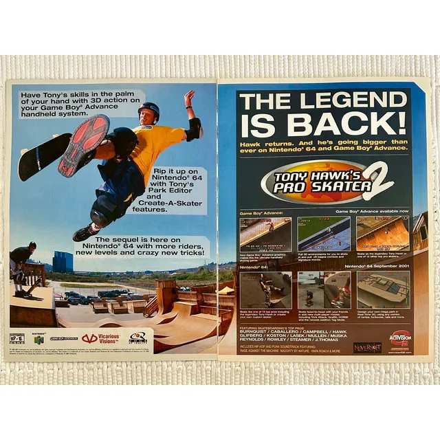 Anuncio Vintage Original Tony Hawk's Pro Skater 2 - N64 Gba