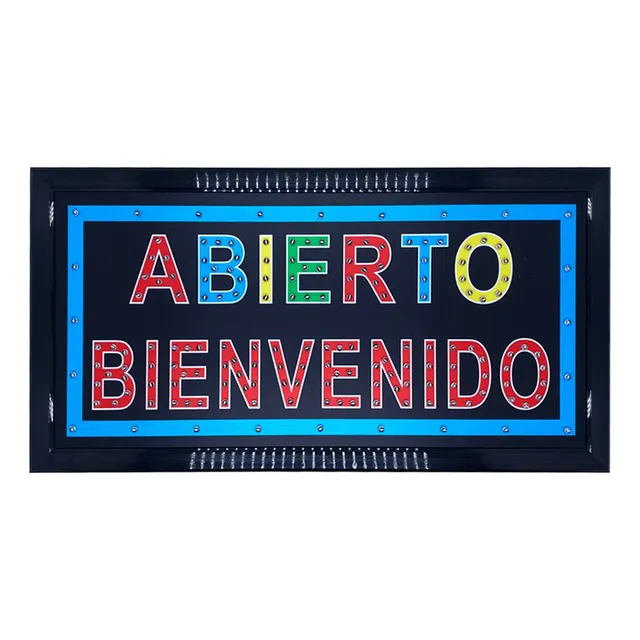 Aviso Letrero Led Luminoso Abierto Bienvenidos 