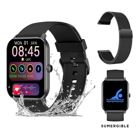 Smartwatch Negro Reloj Inteligente Nictom Llamadas Clasic - Malla Milanese Acero Inoxidable, Pantalla Táctil, Resistente al Agua, Bluetooth IP68