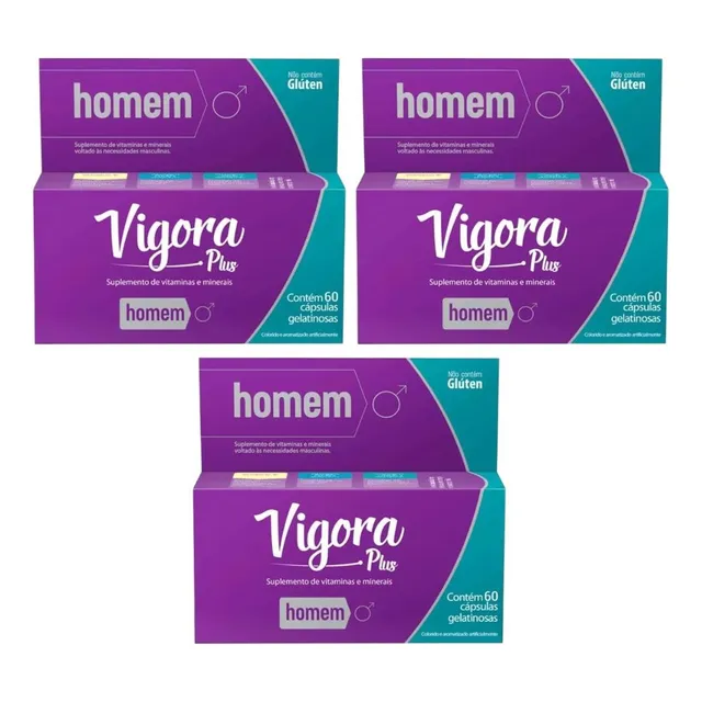 Kit Vigora Plus Homem Com 3 Caixas De 60 Cápsulas Cada