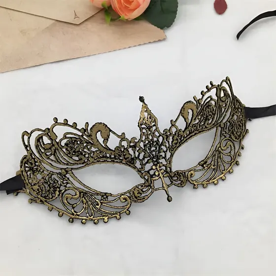 Mascara Renda Sexy Erótica Fantasia Baile Festa Casamento Cor Fantasy Gold