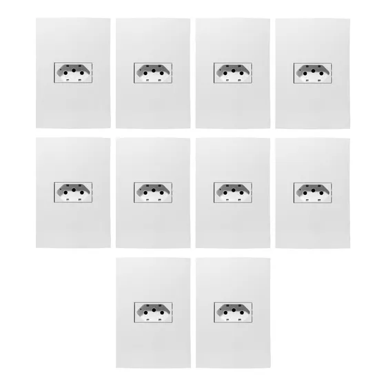 Tomada 10a Branca 10 Unidades Placa Modulo Sleek Margirius