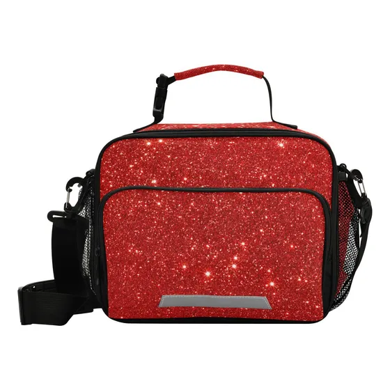 Aslsiy Bolsa Almuerzo Para Mujer Color Rojo Brillante Correa