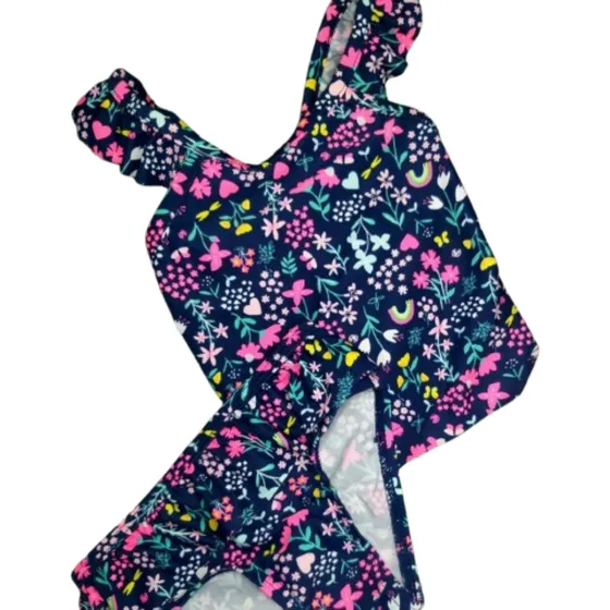Traje De Baño Carter's Para Niña Bebé Azul Con Motivo Rosa