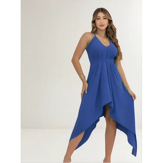 Vestido Envelope Midi Varias Formas Amarrar Tecido Duna