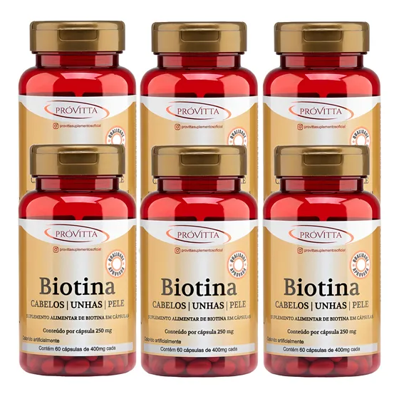 Kit 6 Vitamina Biotina Cabelo Unha E Pele Em Cápsulas 