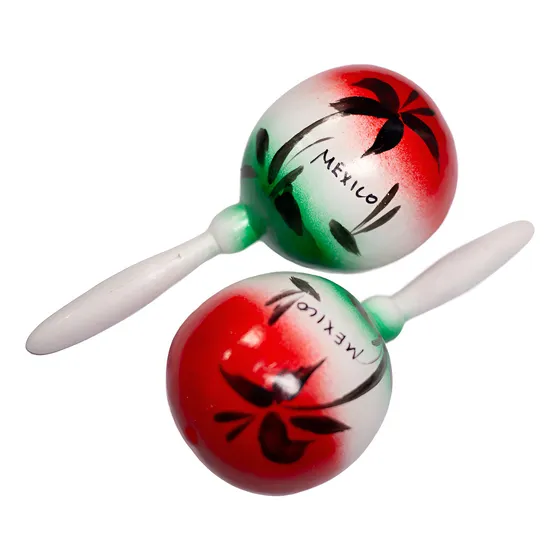Maracas Artesanales Recuerdo Sonaja México Evocarte® 1 Par Color Tricolor