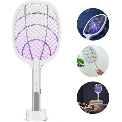 Matamoscas Eléctrico Recargable Usb, Uso Manual Y Atracción Color Blanco