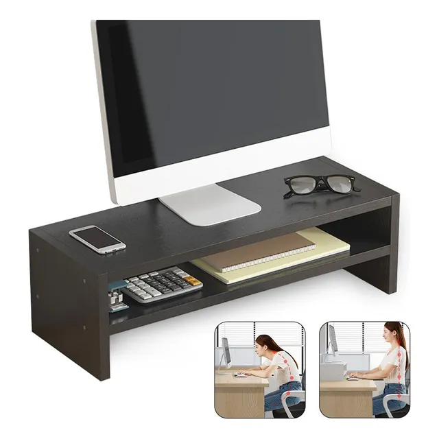 Mesa Elevadora Para Soporte Monitor Madera De Pc 2 Capas