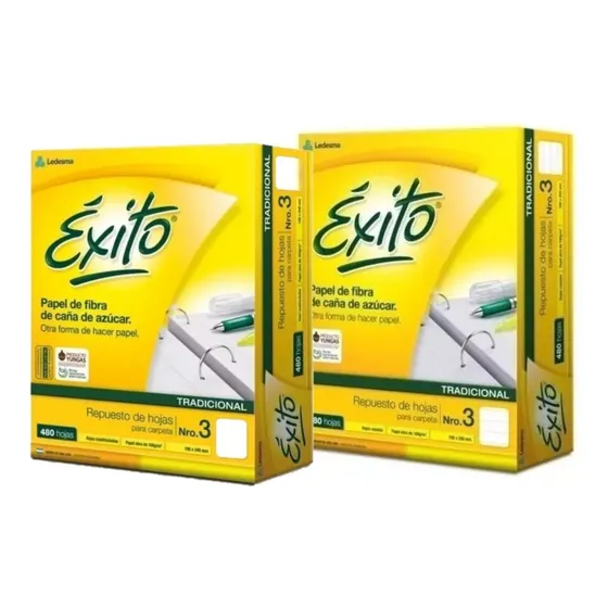 X2 Repuestos Hojas Exito X480 Rayadas Y Cuadriculadas Nro 3