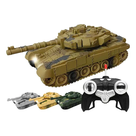 Auto Radio Control Remoto Tanque De Guerra Recargable Sonido Color Ocre Personaje T-90