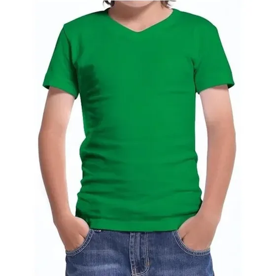 4 Camisetas Cuello En V Color Algodón 180 Gramos
