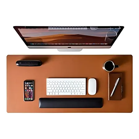Mousepad Extra Grande Caramelo 90x40 cm Deskpad Couro Antiderrapante Mesa Computador Notebook - KingPad