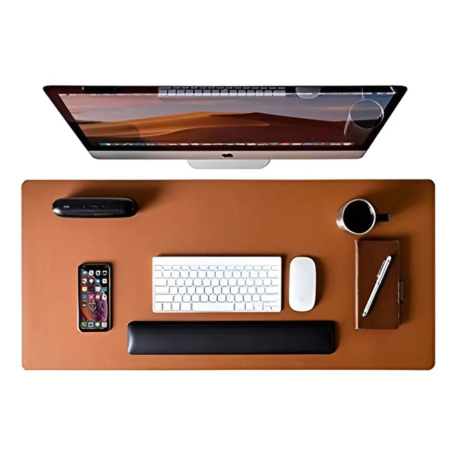 Mousepad Extra Grande Caramelo 90x40 Cm Deskpad Couro Antiderrapante Mesa Computador Notebook - Kingpad