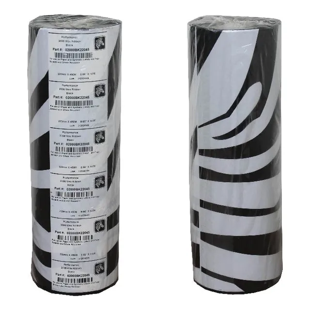 Ribbons De Cera Zebra 220mm X 450m, Serie 2000, Caja Con 3
