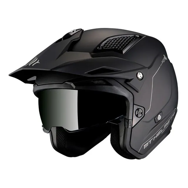 Casco Moto Abierto Mt District Solid A1 Negro Mate - Fas