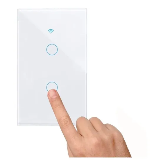 Interruptor Luz 2 Banda Táctil Tuya Smart Wifi Sin Neutro
