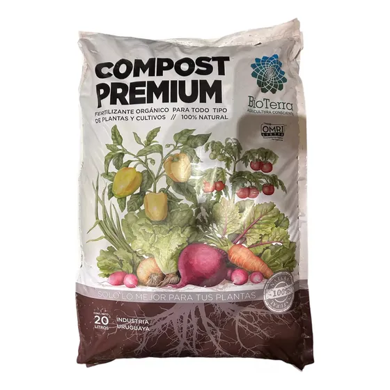 Fertilizante Orgánico Compost Premium Bioterra X 20 Lt