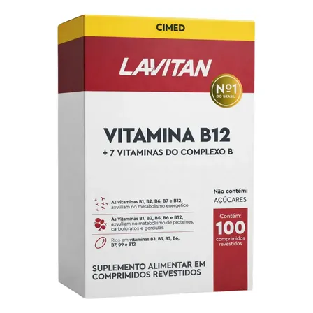 Lavitan Vitamina B12 Complexo B Com 100 Comprimidos Sem Sabor