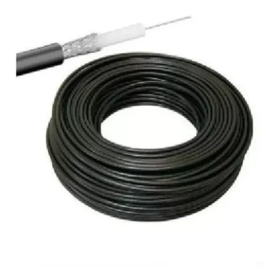 Cabo Coaxial Rg-6 Com Mensageiro Com 100 Metros Cor Preto