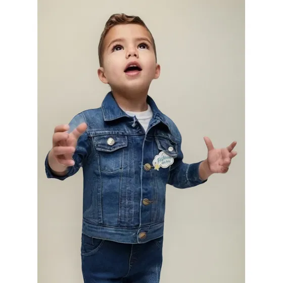 Jaqueta Casaco Jeans Infantil Menino Estiloso 1 Ao 16